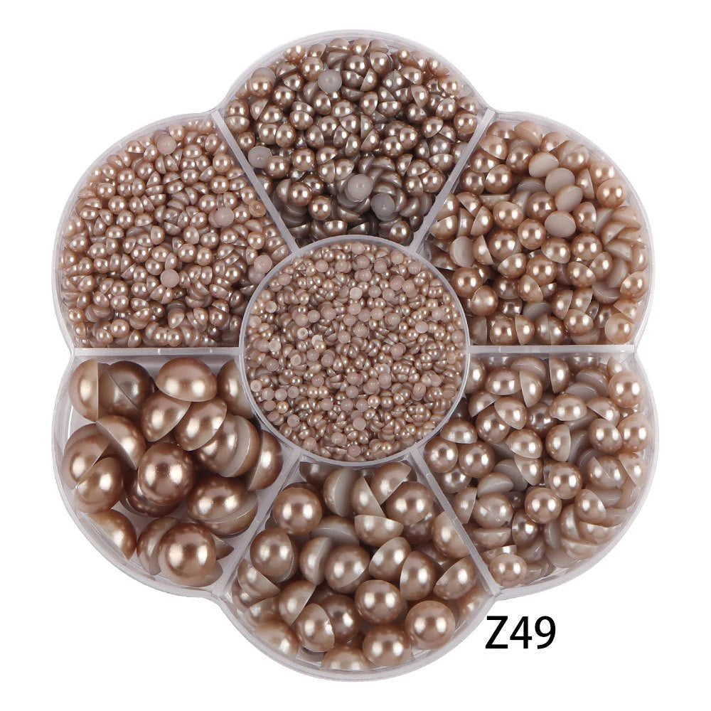 Half Round Flatback Pearl Beads – Assorted Sizes for DIY Jewelry and Nail Art
