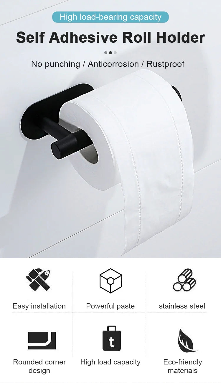 Stainless Steel Paper Towel Holder – Adhesive Wall Mount for Kitchen