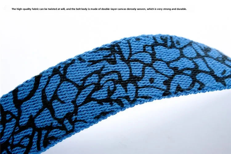 Graffiti Print Canvas Belt Pants – Unisex Streetwear for Casual Hip Hop Style