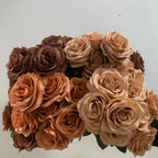Artificial Brown Rose Bouquet – Silk Flower Arrangement for Home Wedding Decor