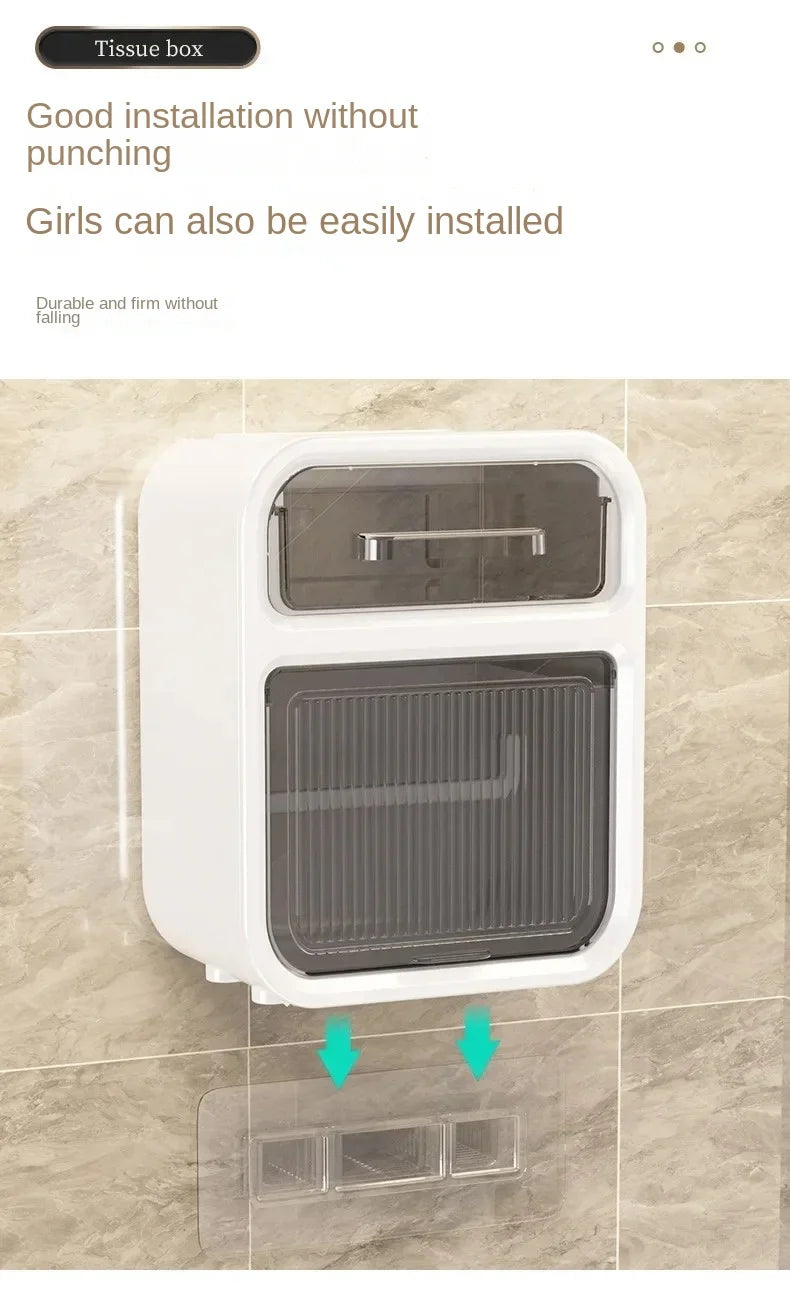 Wall Mounted Toilet Paper Holder – Double Layer Storage for Bathroom Organization