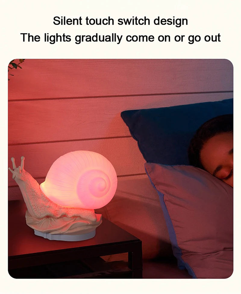 Cute Snail Night Light – Color Changing Bedside Lamp for Kids Room Decor
