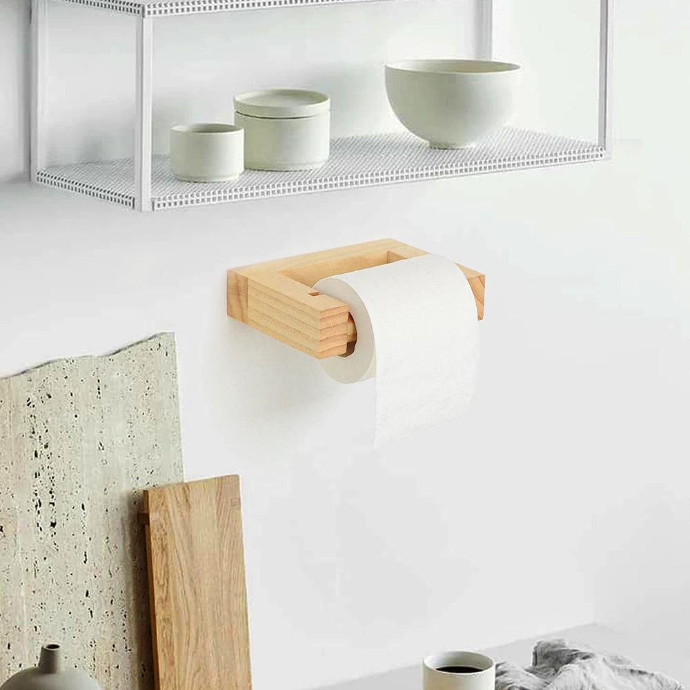 Adhesive Hemp Paper Towel Holder – Wall Mounted Rack for Bathroom Storage