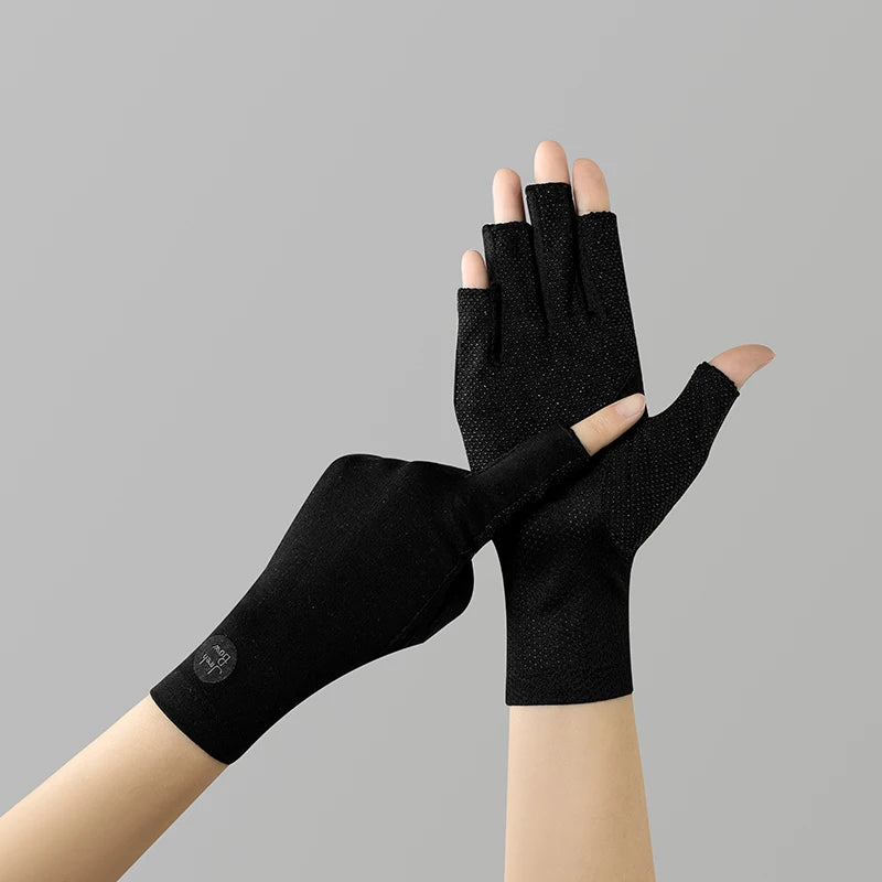 Cotton Fingerless Sunscreen Gloves – UV Protection for Driving and Outdoor