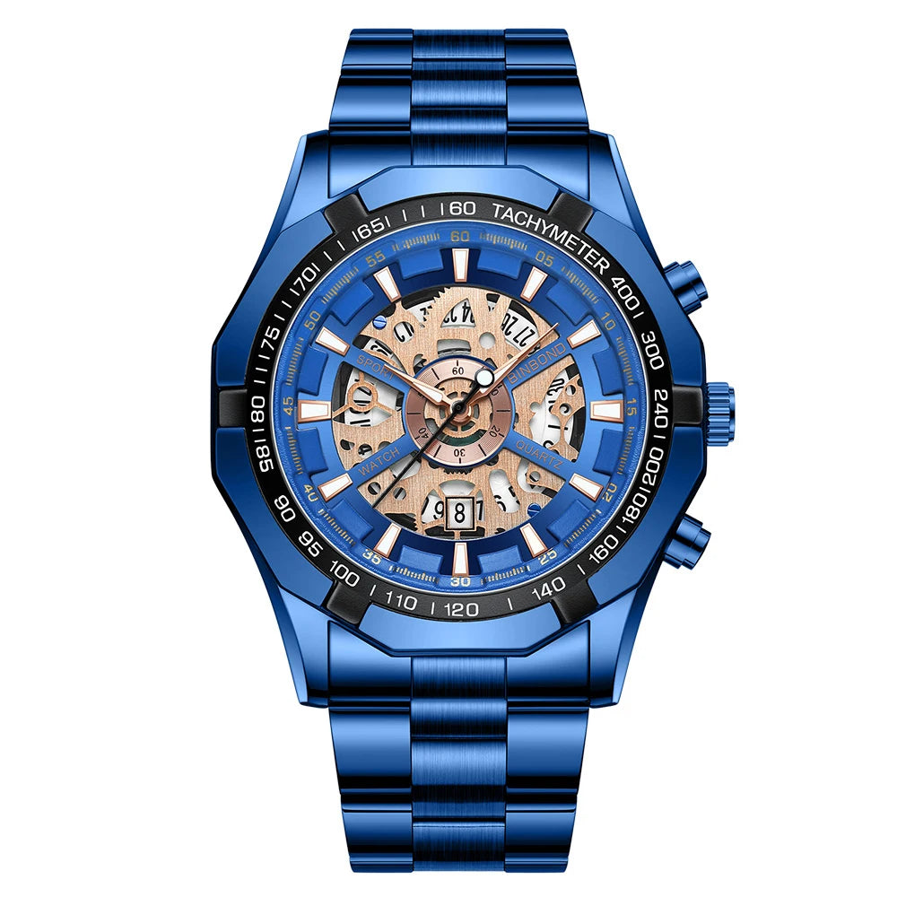 Stainless Steel Quartz Watch – Waterproof Luminous Calendar for Business Men