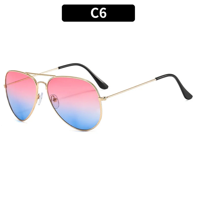Double Bridge Aviator Sunglasses – Alloy Frame Gradient Lenses for Unisex Fashion