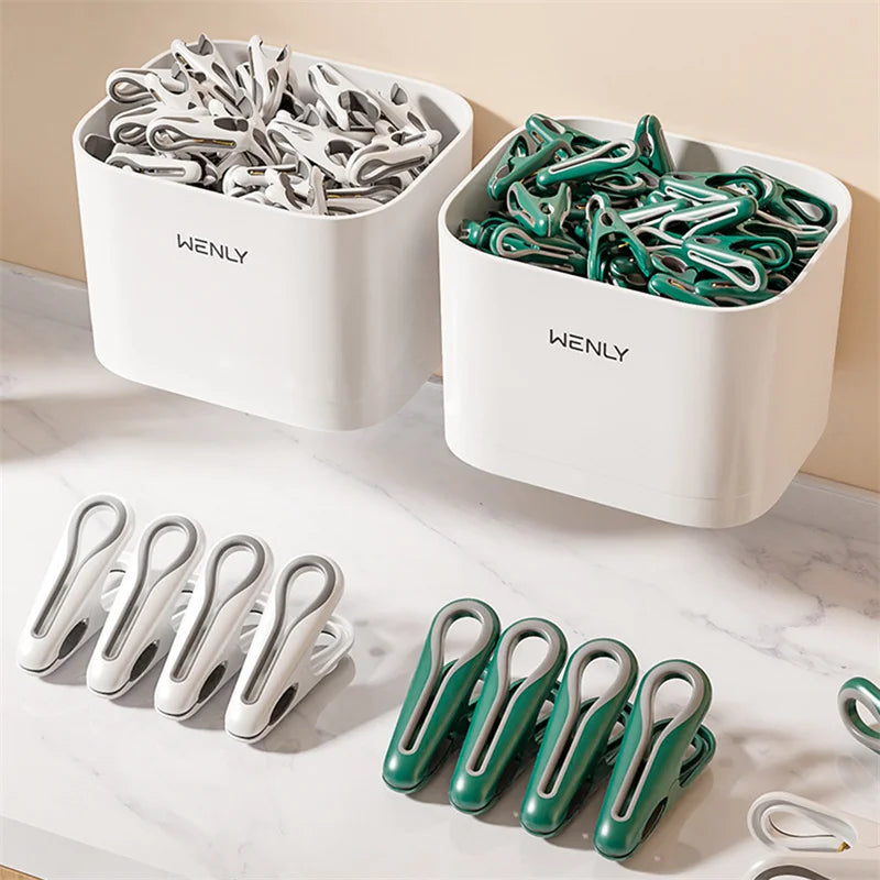 Plastic Clothes Pins with Basket – Laundry Hanging Clips for Socks and Underwear