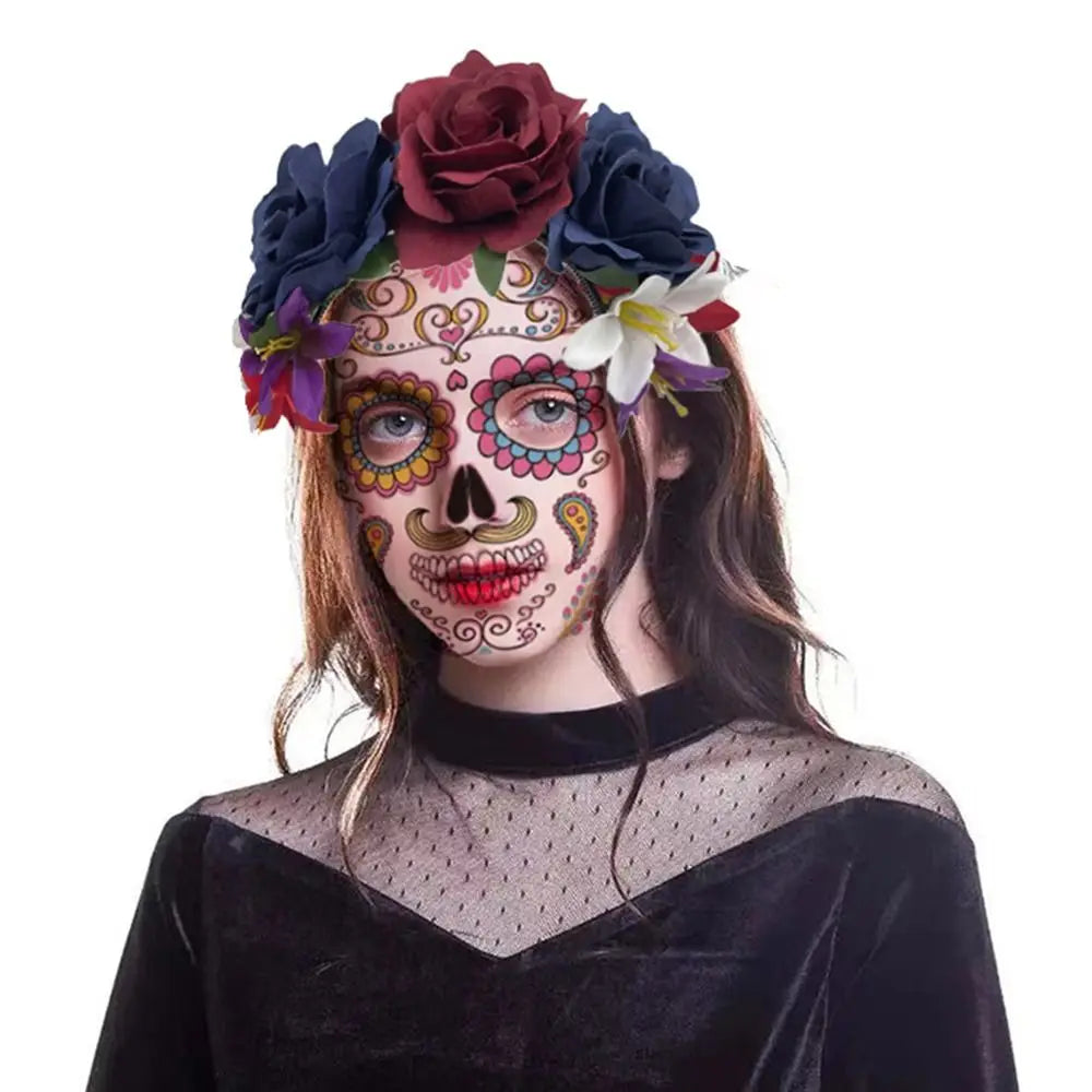 Mexican Rose Flower Crown – Boho Floral Headpiece for Halloween Party Wedding