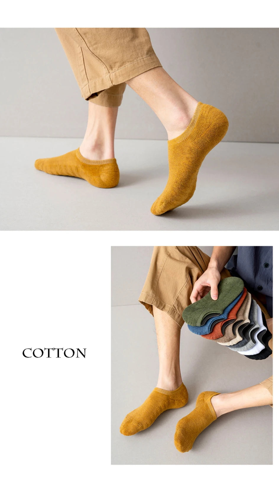 Cotton Low-Cut Ankle Socks – Breathable Casual Footwear for Men