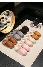 Fluffy Fur-Lined Slippers – Anti-Slip Thick Sole Winter Shoes for Indoor Home Use