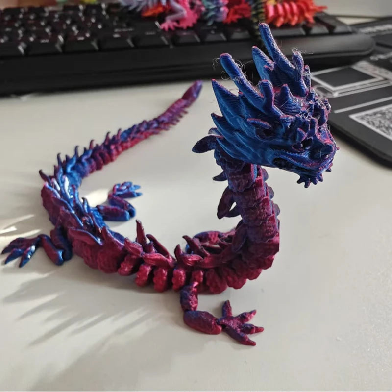 3D Printed Winged Dragon Figurine – Crystal Ornament for Desk Decor Gift