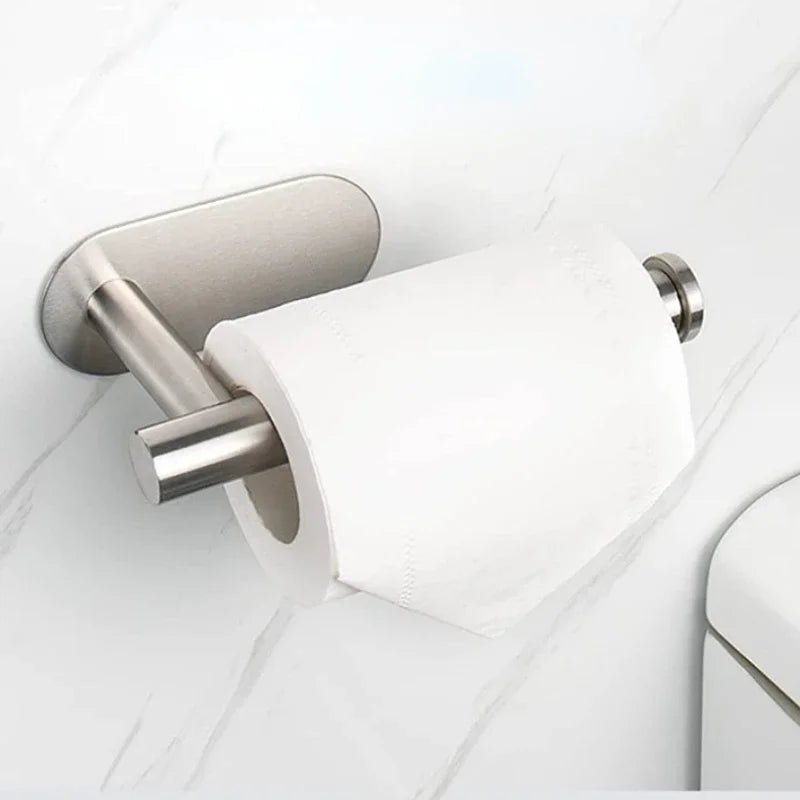 Stainless Steel Toilet Paper Holder – Self-Adhesive Wall Mount for Bathroom