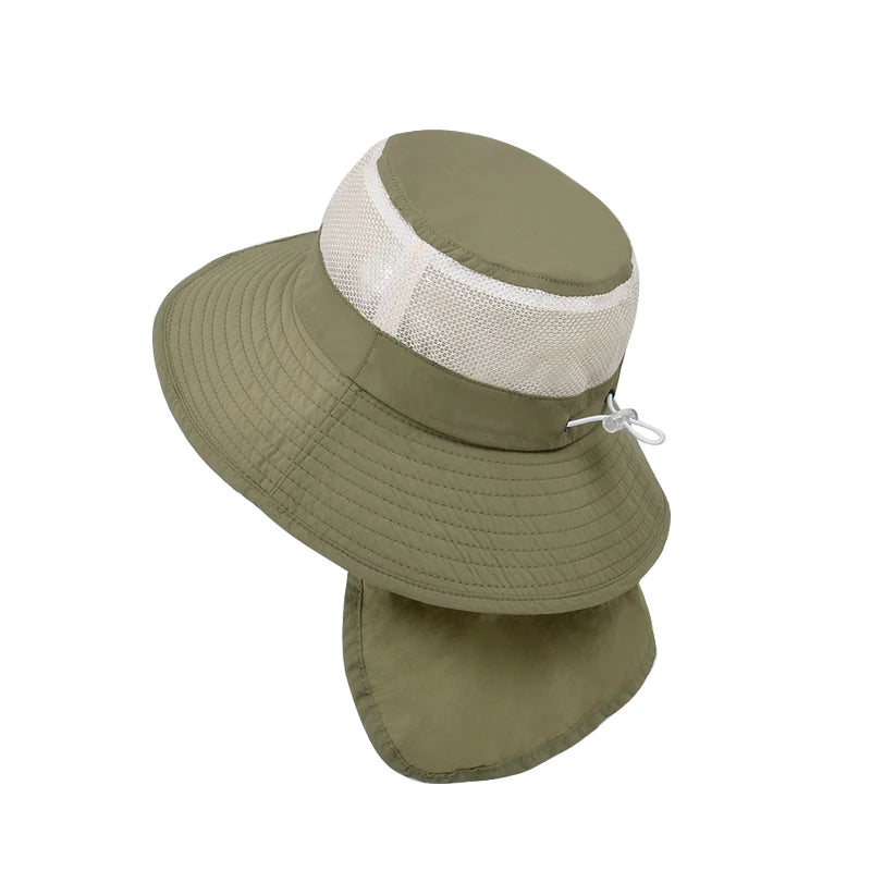 Kids Sunshade Fishing Hat – Breathable Wide Brim Shawl for Outdoor Summer
