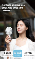 Portable Handheld USB Fan – Rechargeable Stepless Speed Desktop Cooling Fan