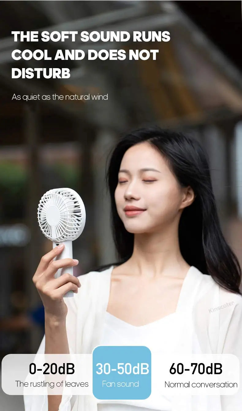 Portable Handheld USB Fan – Rechargeable Stepless Speed Desktop Cooling Fan