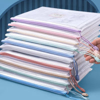 Clear Mesh Zipper Pouches – Waterproof A4/A5 Plastic Bags for Office Storage