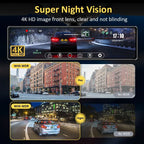 12-Inch 4K Mirror Dash Cam – Wireless CarPlay Android Auto for Car Navigation