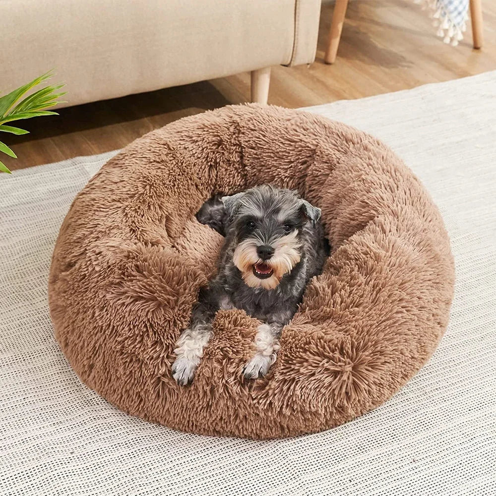 Round Plush Pet Bed – Soft Warm Sleeping Mat for Large Dogs and Cats