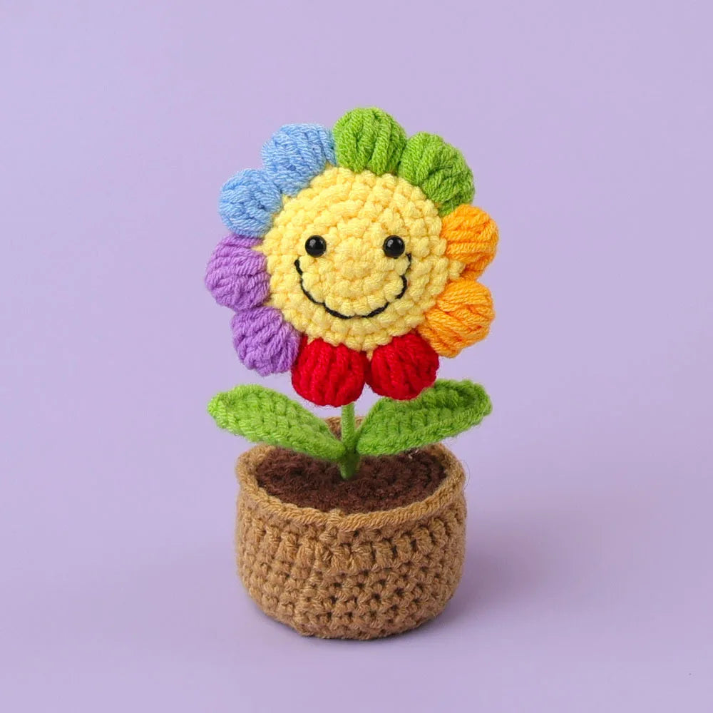 Handwoven Crochet Sunflower Potted Plant – Decorative Gift for Home Decor