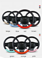 PU Leather Steering Wheel Cover – Non-Slip Grip for Universal Car Interior