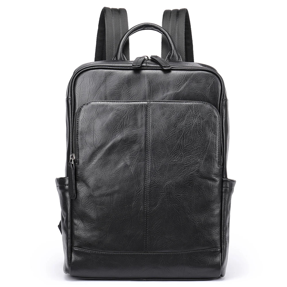 Genuine Leather Laptop Backpack – 14 Inch Business Bag for Men