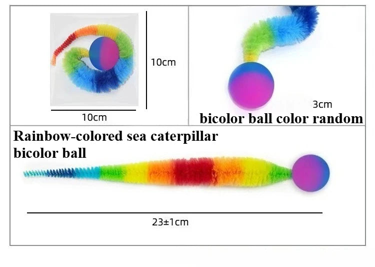 Interactive Cat Worm Toy – Colorful Elastic Teaser for Indoor Pet Play