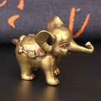 Antique Bronze Elephant Figurine – Solid Copper Miniature for Home Decor