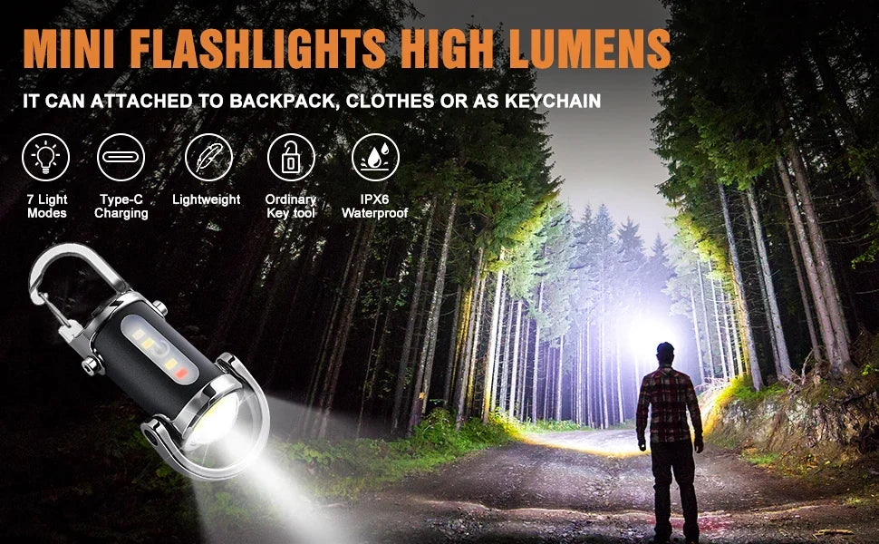 Rechargeable COB Keychain Flashlight – Portable Pocket Light for Camping