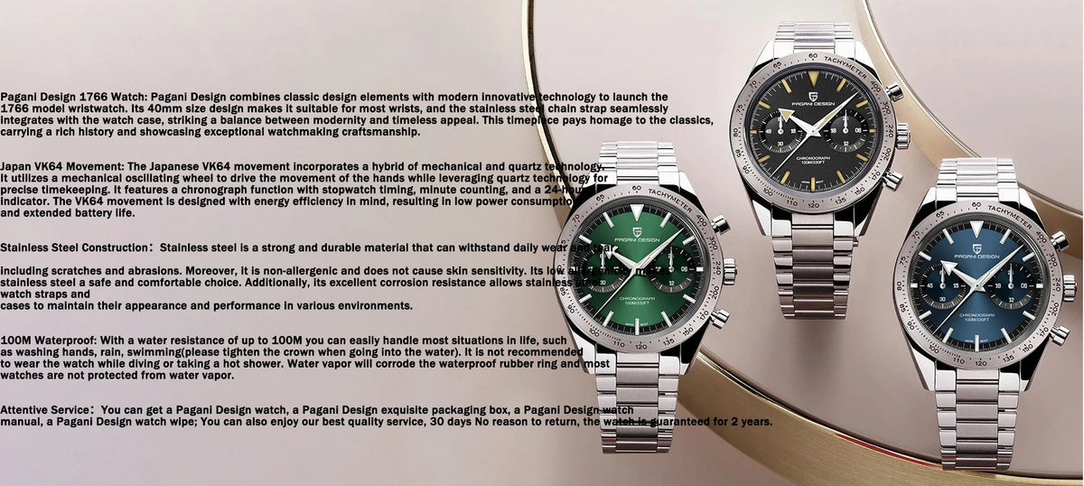 Pagani Design Moon Chronograph – Retro Sports Quartz Watch for Men
