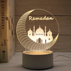 Acrylic LED Night Light – Eid Mubarak Ornament for Ramadan Home Decor