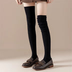 Thigh High Socks – Solid Color Japanese Style for Casual Women Fashion