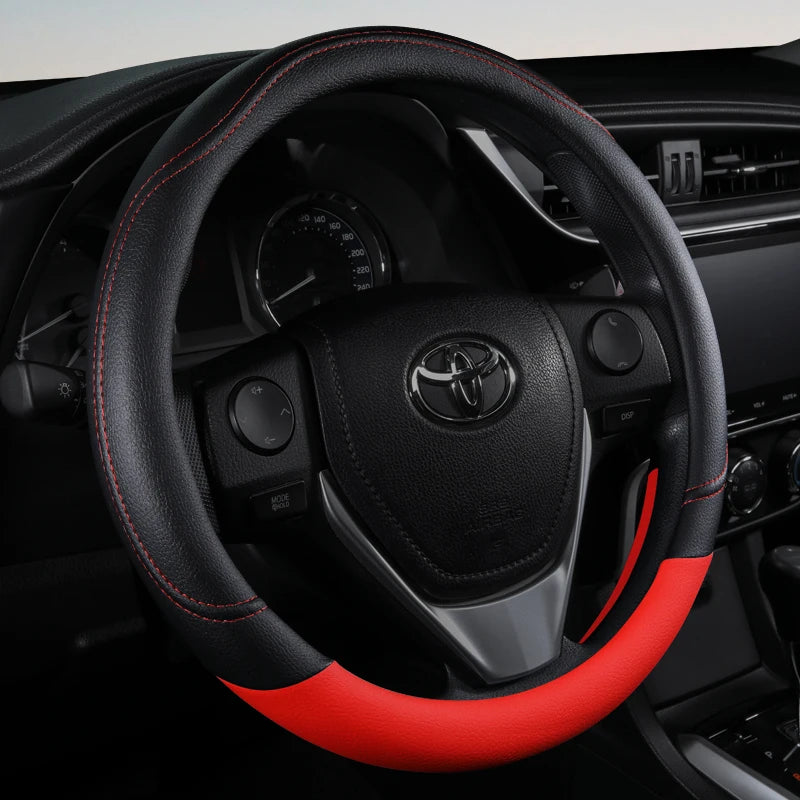 PU Leather Steering Wheel Cover – Non-Slip Grip for Universal Car Interior