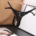 Lace Pearl G-String – Open Crotch Beaded Thong for Sexy Lingerie