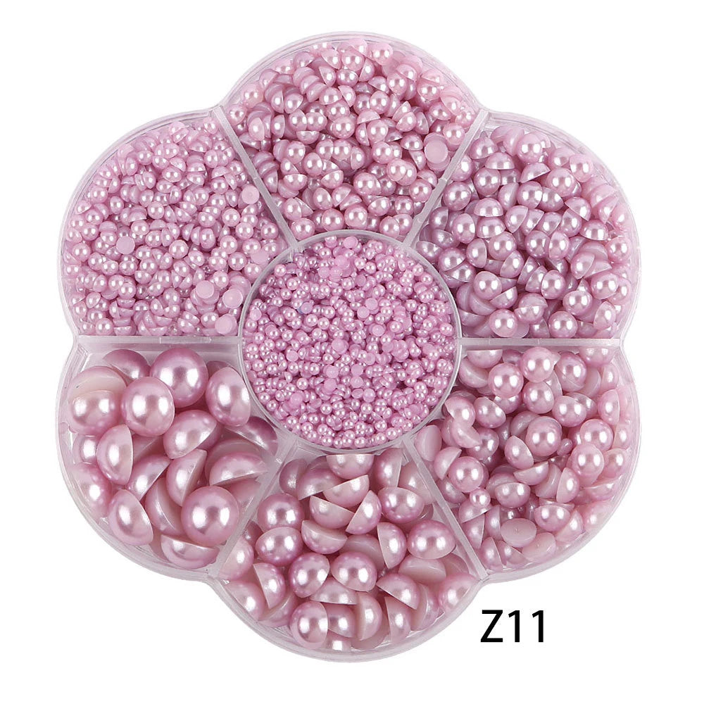 Half Round Flatback Pearl Beads – Assorted Sizes for DIY Jewelry and Nail Art