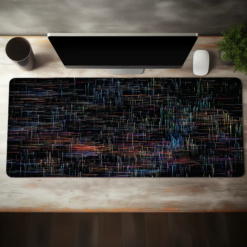 Large Colorful Particle Mouse Pad – Non-Slip Desk Mat for PC Gaming