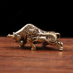 Brass Bull Statue – Solid Copper Animal Figurine for Wealth Home Decor