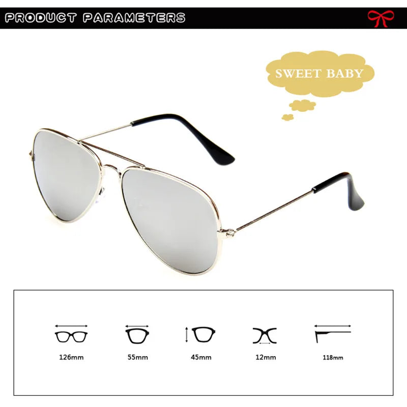 Kids Pilot Sunglasses – Reflective Metal Aviator Glasses for Boys and Girls