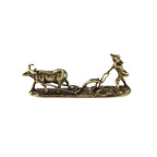 Bronze Farmer and Cow Statue – Vintage Metal Figurine for Home Decor