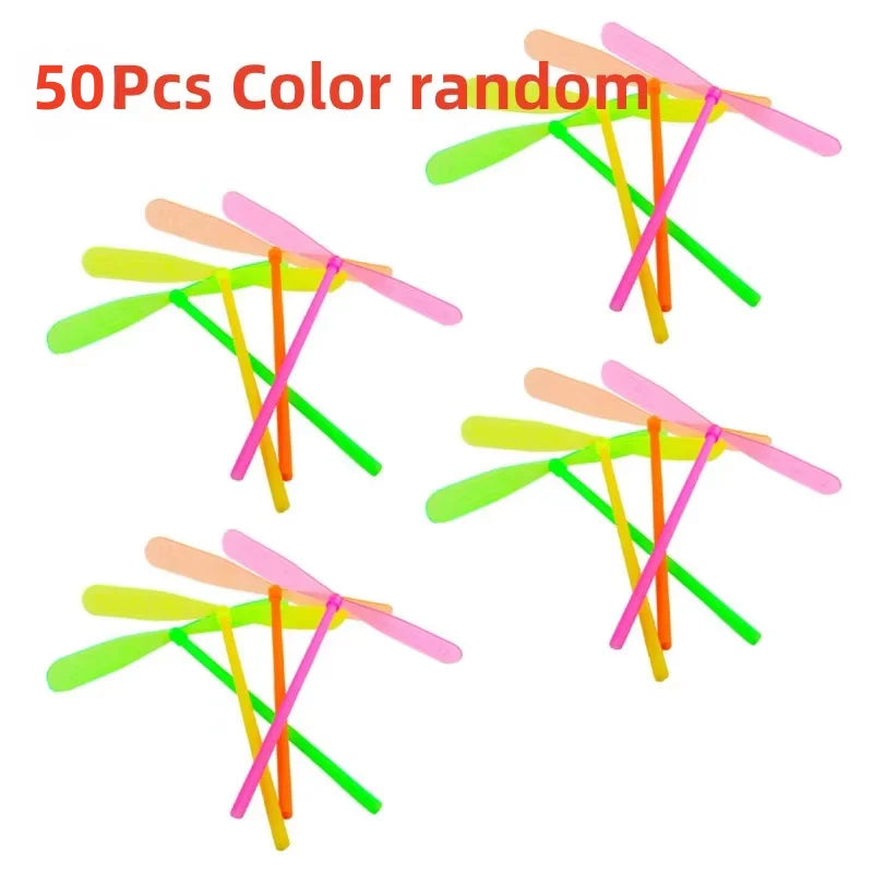 Bamboo Dragonfly Flying Propeller – Outdoor Hand Push Toy for Kids