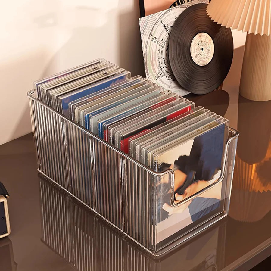 Desktop Vinyl Record Storage Rack – Metal Display Stand for Album Collection