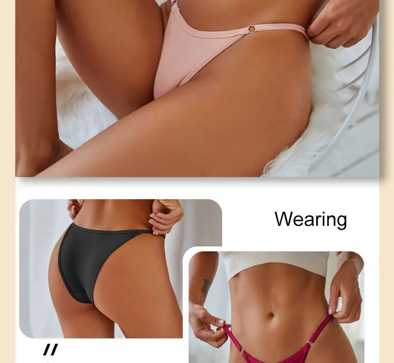 Cotton Low Rise Briefs – Metal Ring Hollow Panties for Women M-2XL