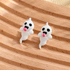 Glow in the Dark Ghost Stud Earrings – Fluorescent Jewelry for Halloween