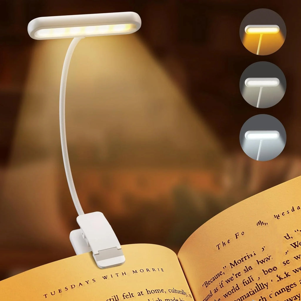 USB Rechargeable Book Light – Flexible Clip-On Lamp for Night Reading