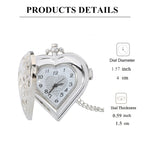Silver Heart Pocket Watch Necklace – Exquisite Quartz Pendant for Women