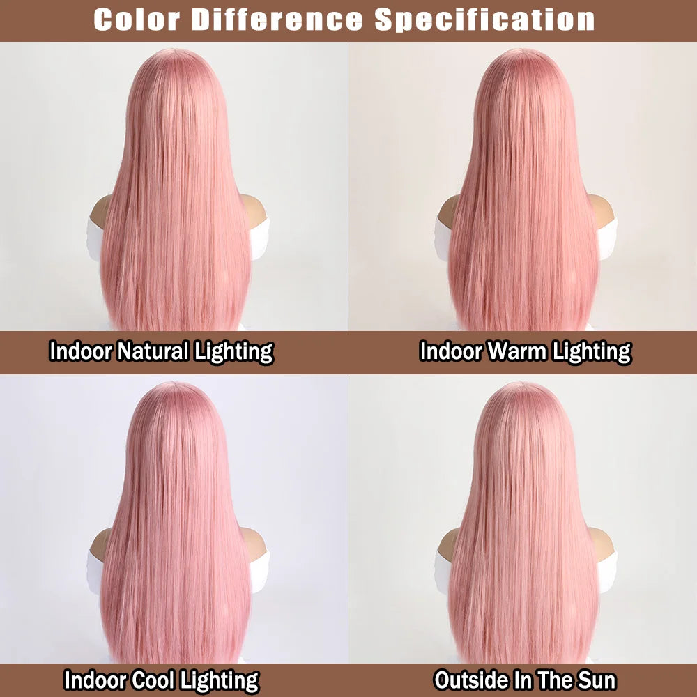Long Straight Synthetic Wig – 26-Inch Colored Hair for Cosplay Halloween