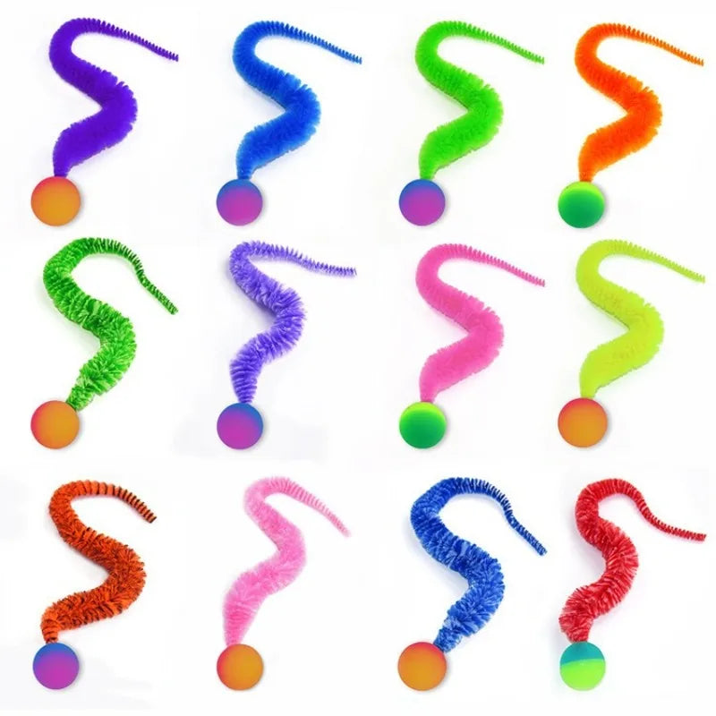 Interactive Cat Worm Toy – Colorful Elastic Teaser for Indoor Pet Play