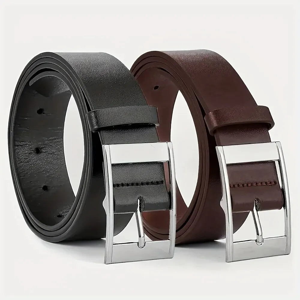 Mens PU Leather Belt – Designer Style Metal Pin Buckle for Casual Jeans
