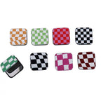 Plaid Checkerboard Folding Mirror – Portable Makeup Accessory for Travel