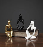 Abstract Thinker Statue – Sand Colored Yoga Figurine for Home Decor