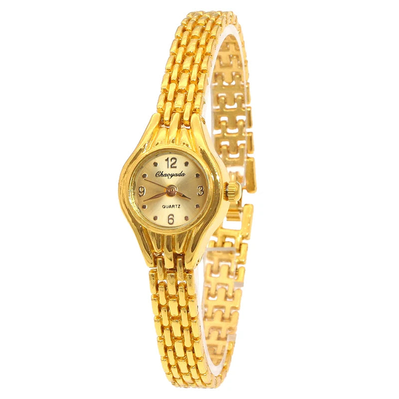 Gold Plated Quartz Bracelet Watch – Elegant Analog Timepiece for Women